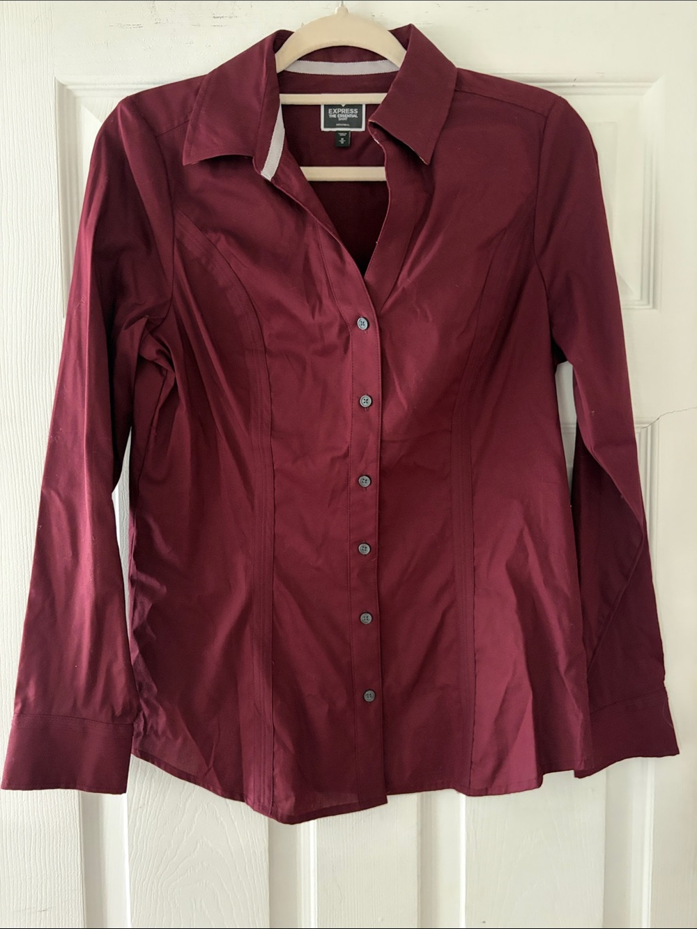 Express Tailored Burgundy Button-Down Shirt